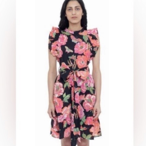 banjanan audrey mini dress New BANJANAN Audrey Mini Dress Yellow green Audrey Sprig Aurora Print dress  smal